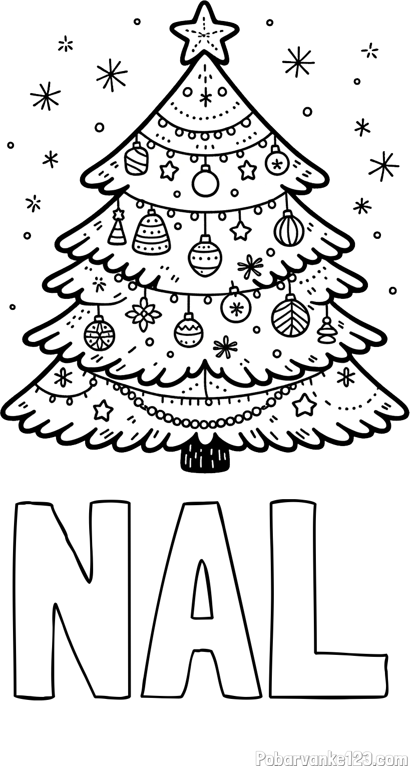 Pobarvanka imena NAL in pobarvanka novoletne jelke
