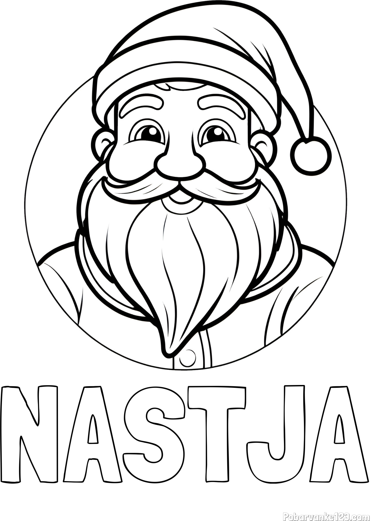 Pobarvanka imena NASTJA in otroška pobarvanka Božička v krogu