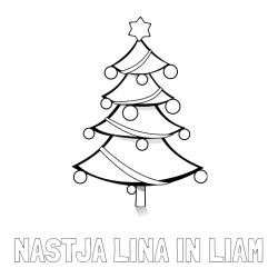 Online izdelana pobarvanka - Pobarvanka imena NASTJA LINA IN LIAM in božična smreka