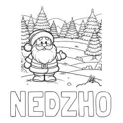Online izdelana pobarvanka - Pobarvanka imena NEDZHO in pobarvanka Božička v naravi