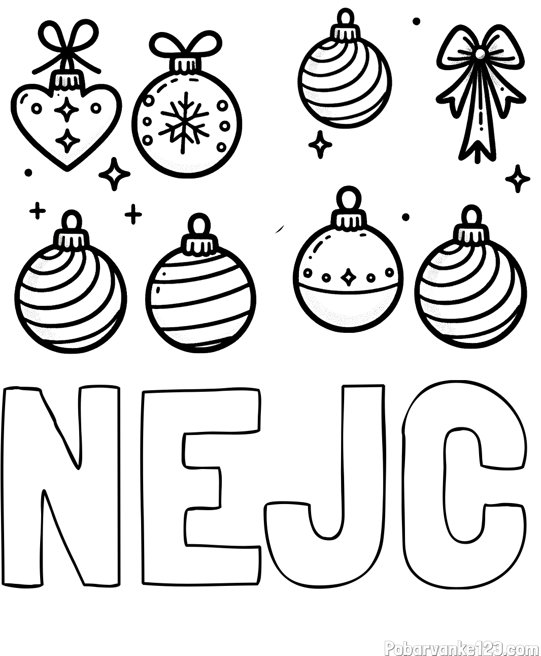Pobarvanka imena NEJC in pobarvanka božičnih okraskov za na smrečico