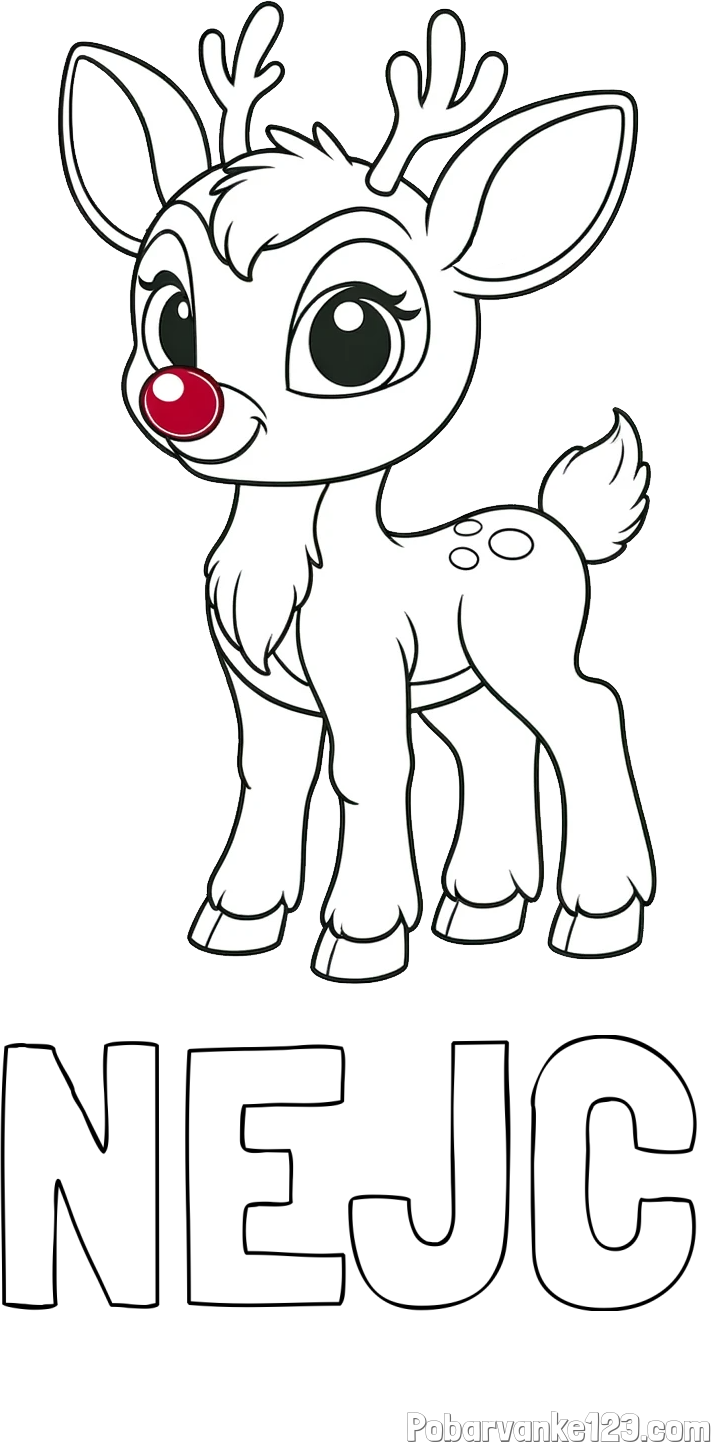 Pobarvanka imena NEJC in pobarvanka nasmejanega jelenčka Rudolfa