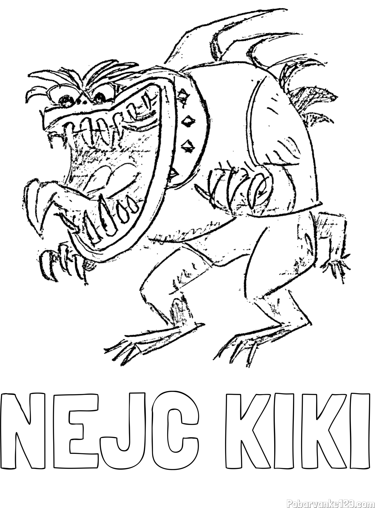 Pobarvanka imena NEJC KIKI in pobarvanka zlobne pošasti