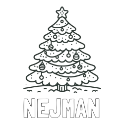 Online izdelana pobarvanka - Pobarvanka imena NEJMAN in pobarvanka božičnega drevesa