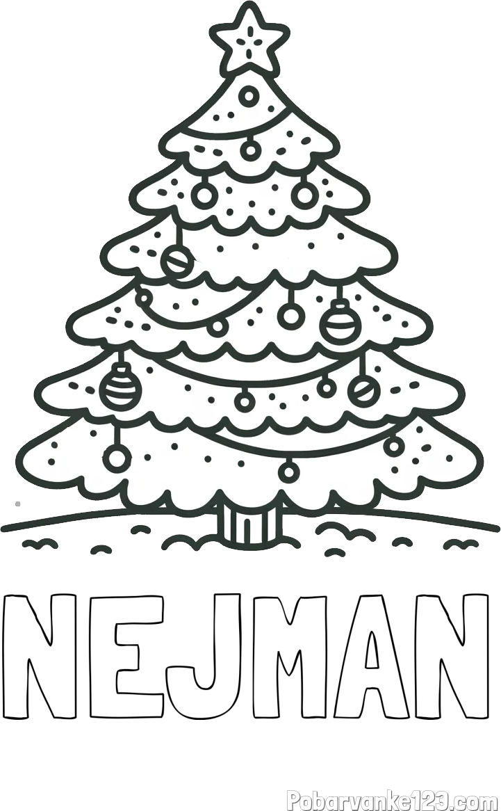 Pobarvanka imena NEJMAN in pobarvanka božičnega drevesa