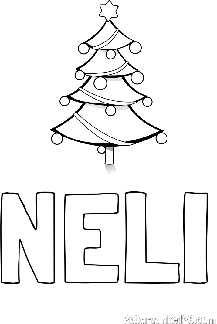 Pobarvanka imena NELI in božična smreka