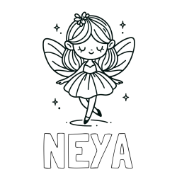 Online izdelana pobarvanka - Pobarvanka imena NEYA in enostavna pobarvanka čarobne vile