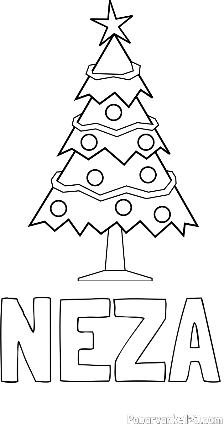 Pobarvanka imena NEŽA in pobarvanka božične smrečice