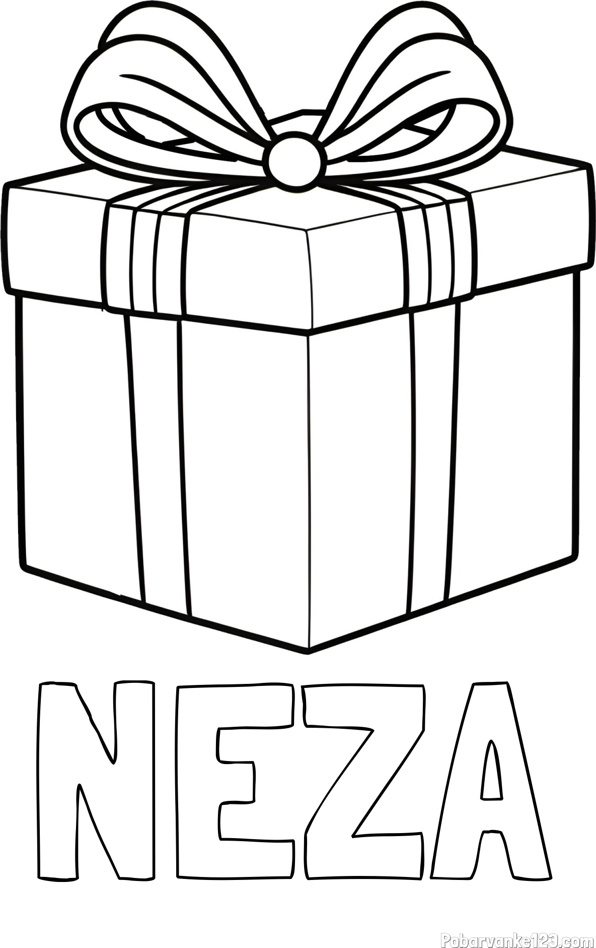 Pobarvanka imena NEŽA in pobarvanka darila s pentljo