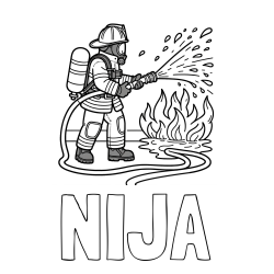Online izdelana pobarvanka - Pobarvanka imena NIJA in pobarvanka gasilca in velikega požara