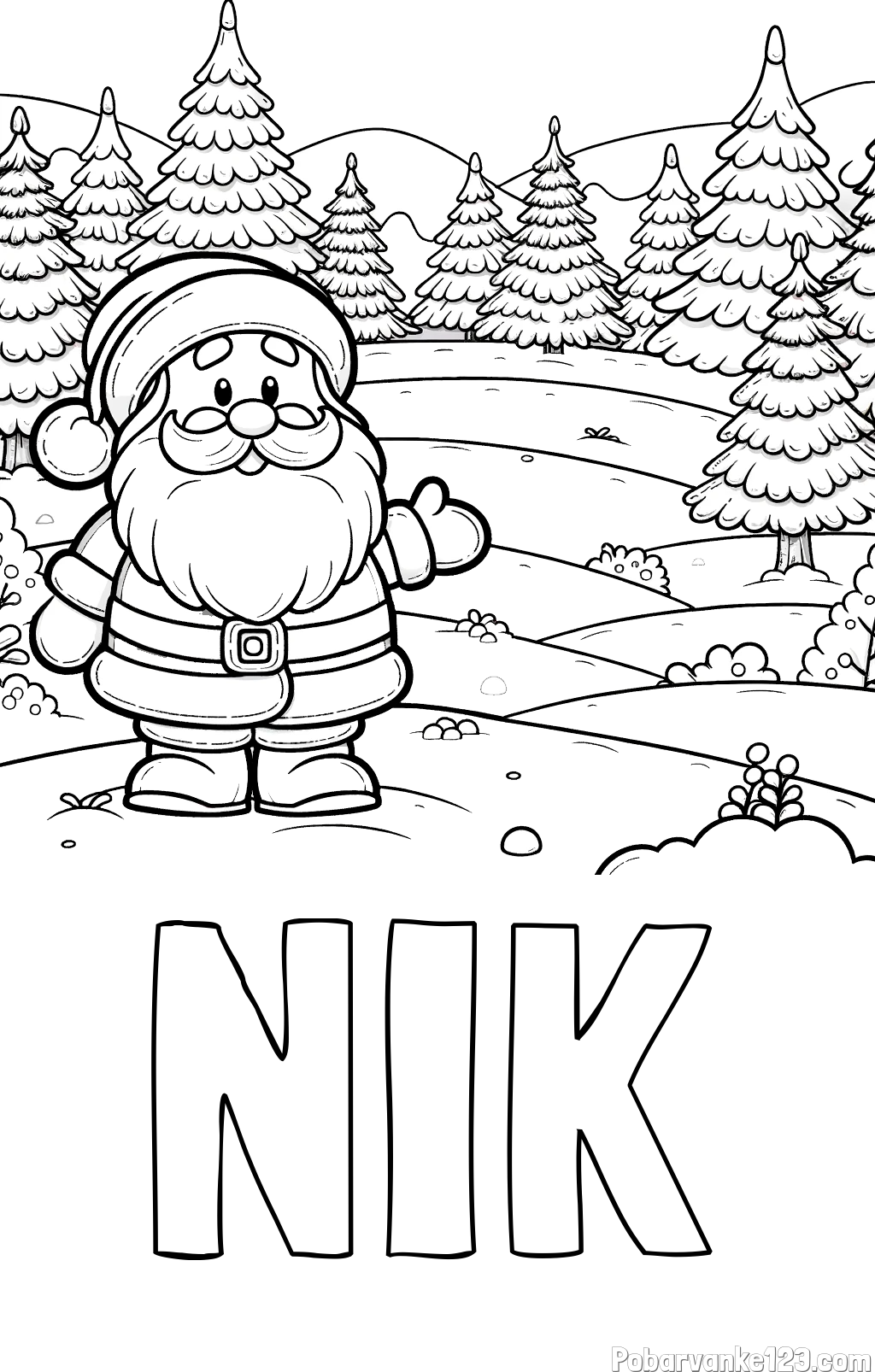 Pobarvanka imena NIK in pobarvanka Božička v naravi