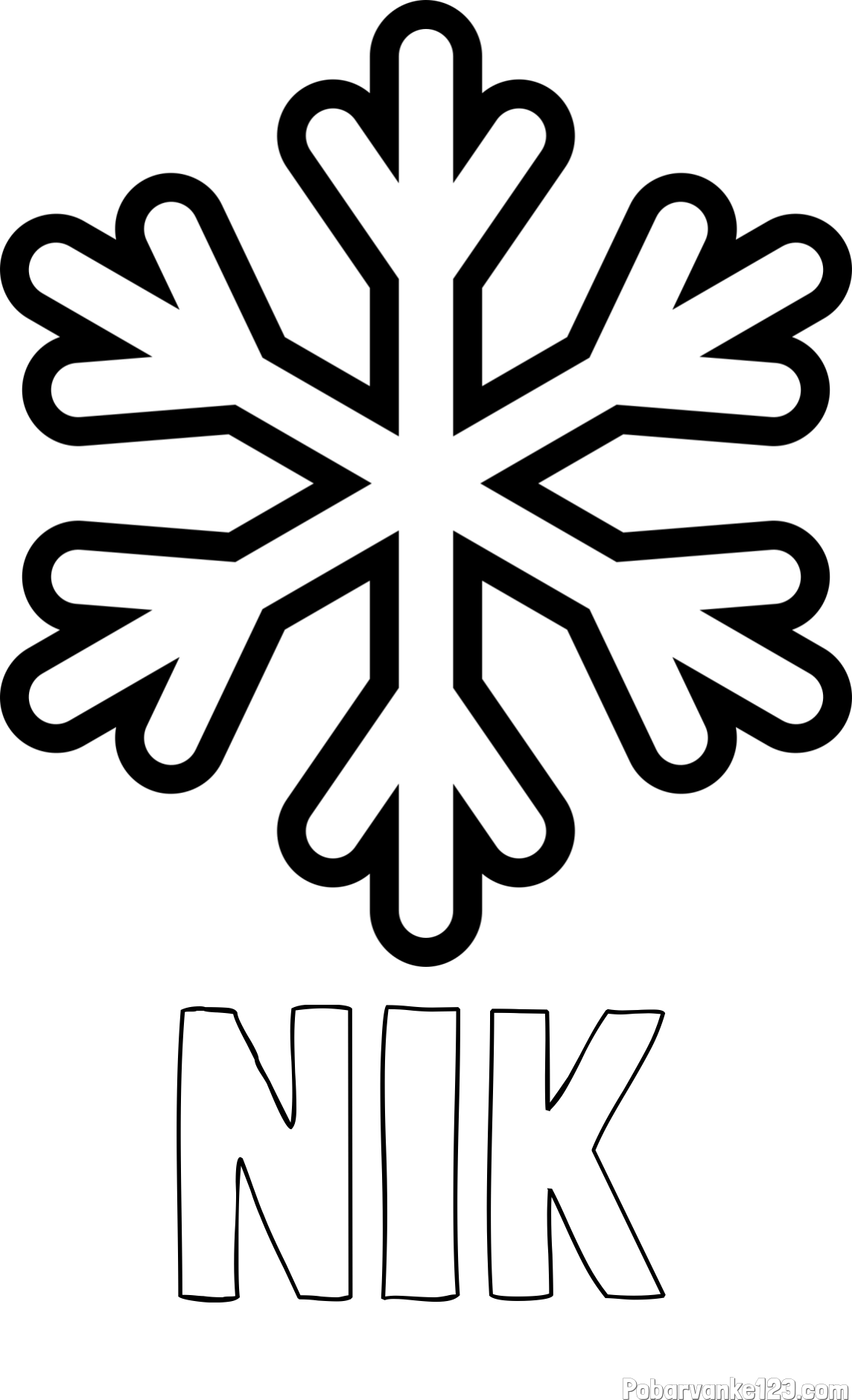 Pobarvanka imena NIK in pobarvanka enostavne snežinke