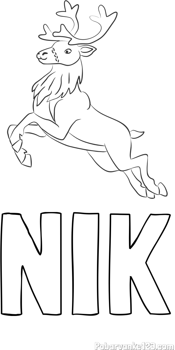 Pobarvanka imena NIK in pobarvanka jelenčka Rudolfa