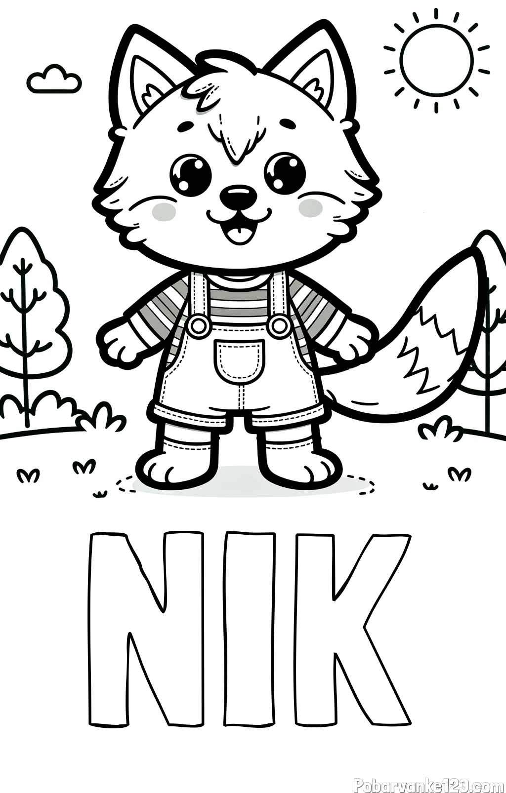 Pobarvanka imena NIK in pobarvanka ljubkega volka