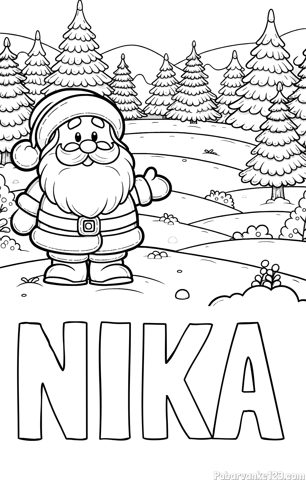 Pobarvanka imena NIKA in pobarvanka Božička v naravi