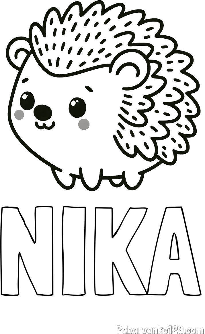 Pobarvanka imena NIKA in pobarvanka ljubkega ježka