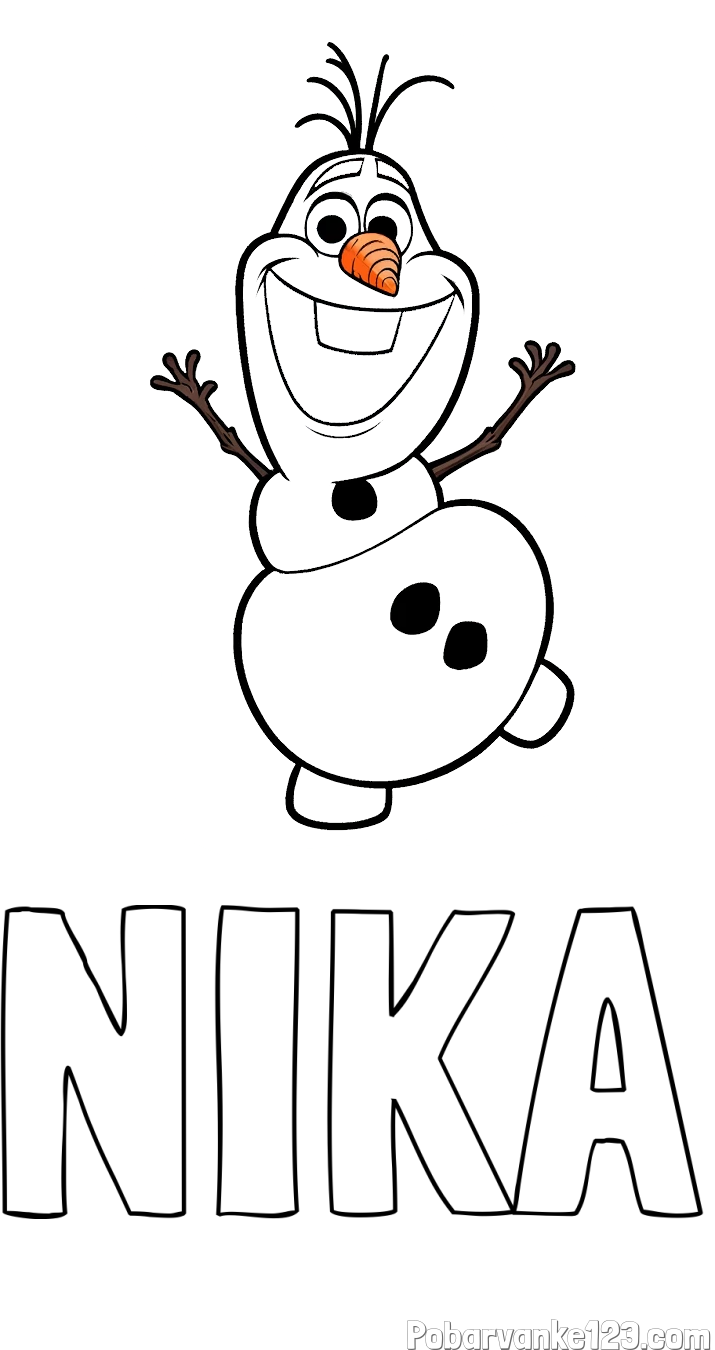 Pobarvanka imena NIKA in pobarvanka ljubkega snežaka Olaf