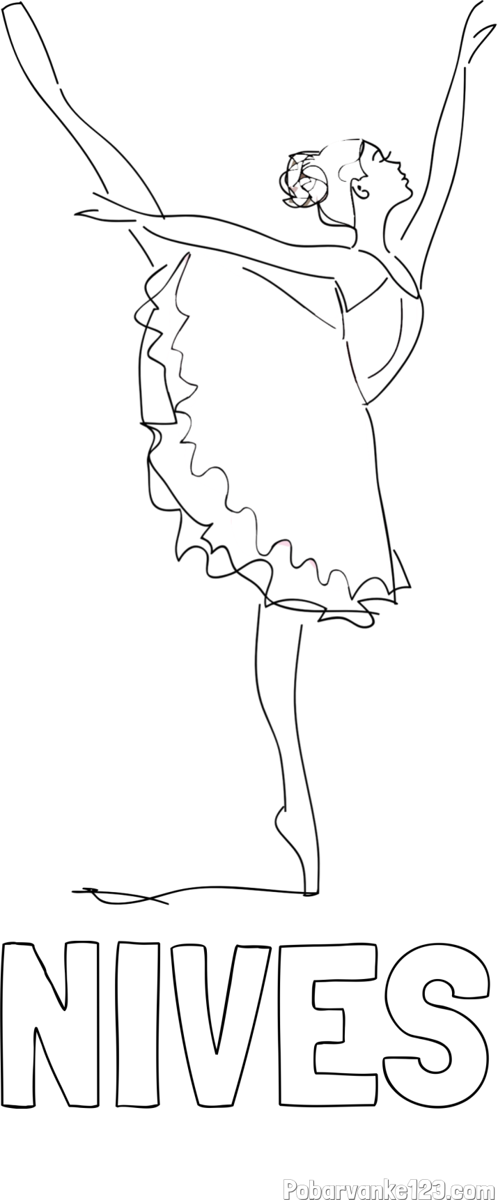 Pobarvanka imena NIVES in pobarvanka ljubke baletke