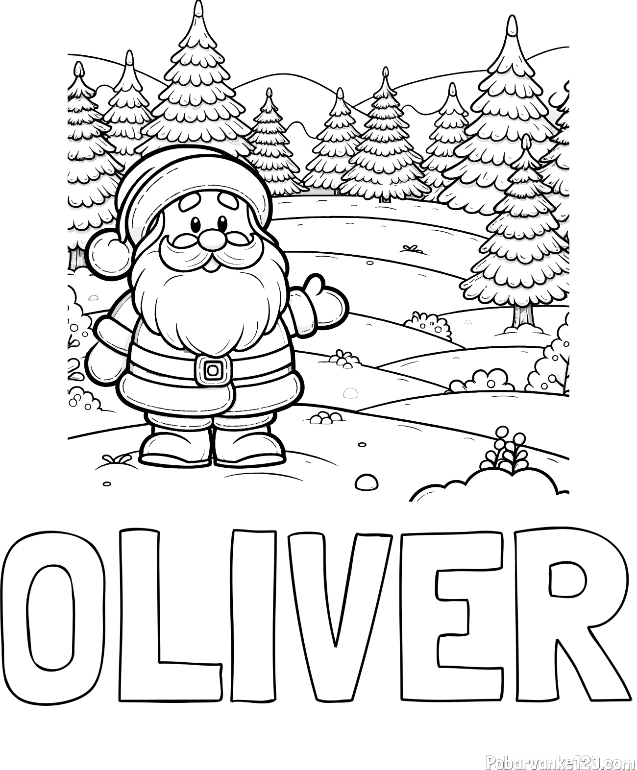 Pobarvanka imena OLIVER in pobarvanka Božička v naravi