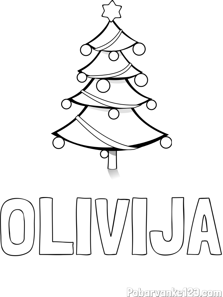 Pobarvanka imena OLIVIJA in božična smreka