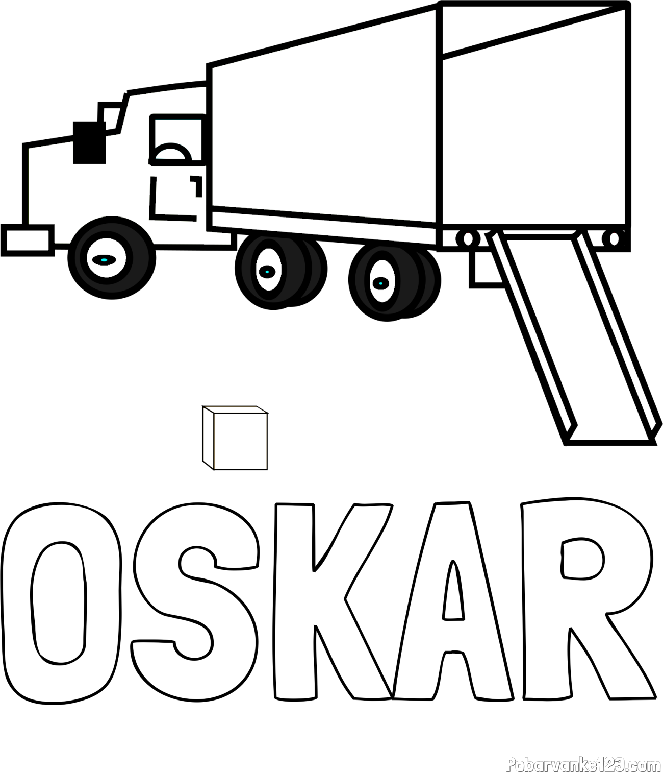 Pobarvanka imena OSKAR in pobarvanka velikega tovornjaka pri nakladanju