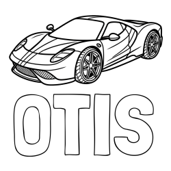 Online izdelana pobarvanka - Pobarvanka imena OTIS in pobarvanka dirkalnega avtomobila