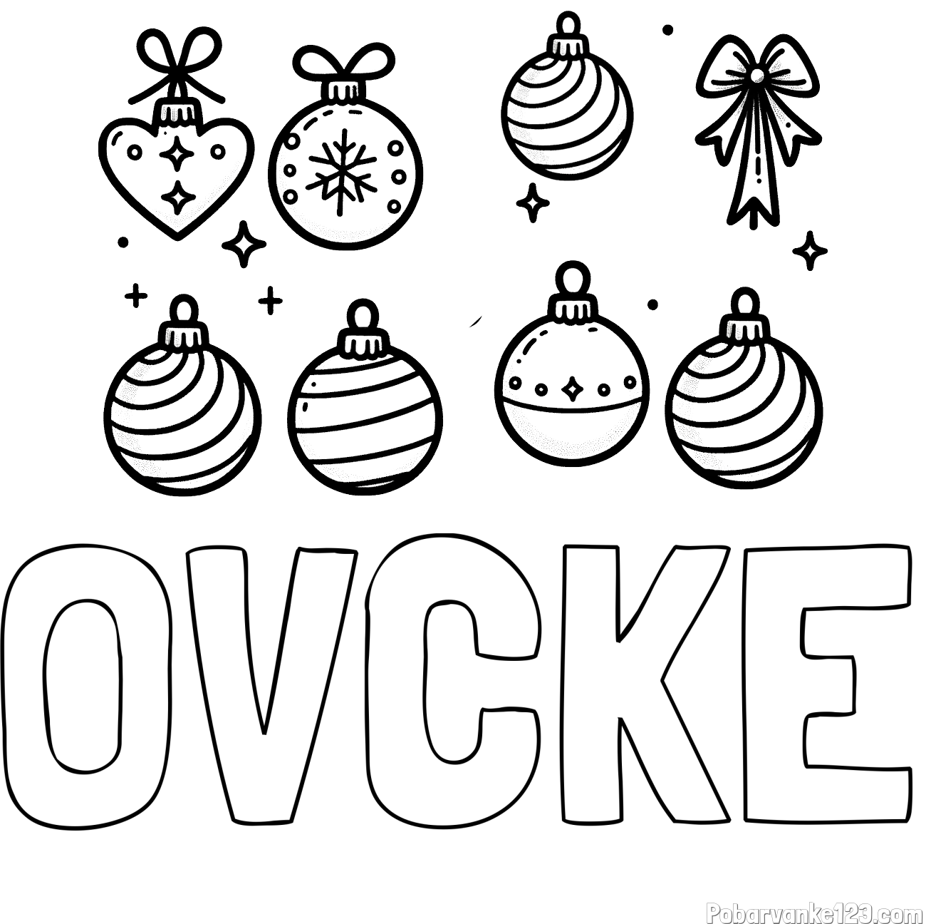 Pobarvanka imena OVČKE in pobarvanka božičnih okraskov za na smrečico