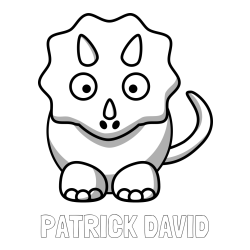 Online izdelana pobarvanka - Pobarvanka imena PATRICK DAVID in pobarvanka dinozavra triceratops