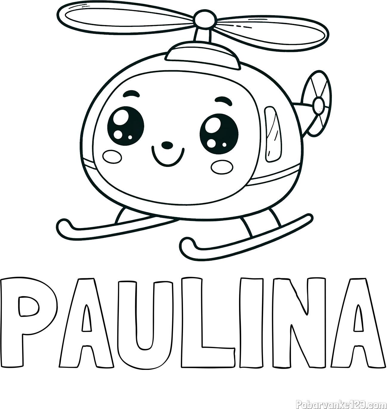 Pobarvanka imena PAULINA in otroška pobarvanka ljubkega helikopterja