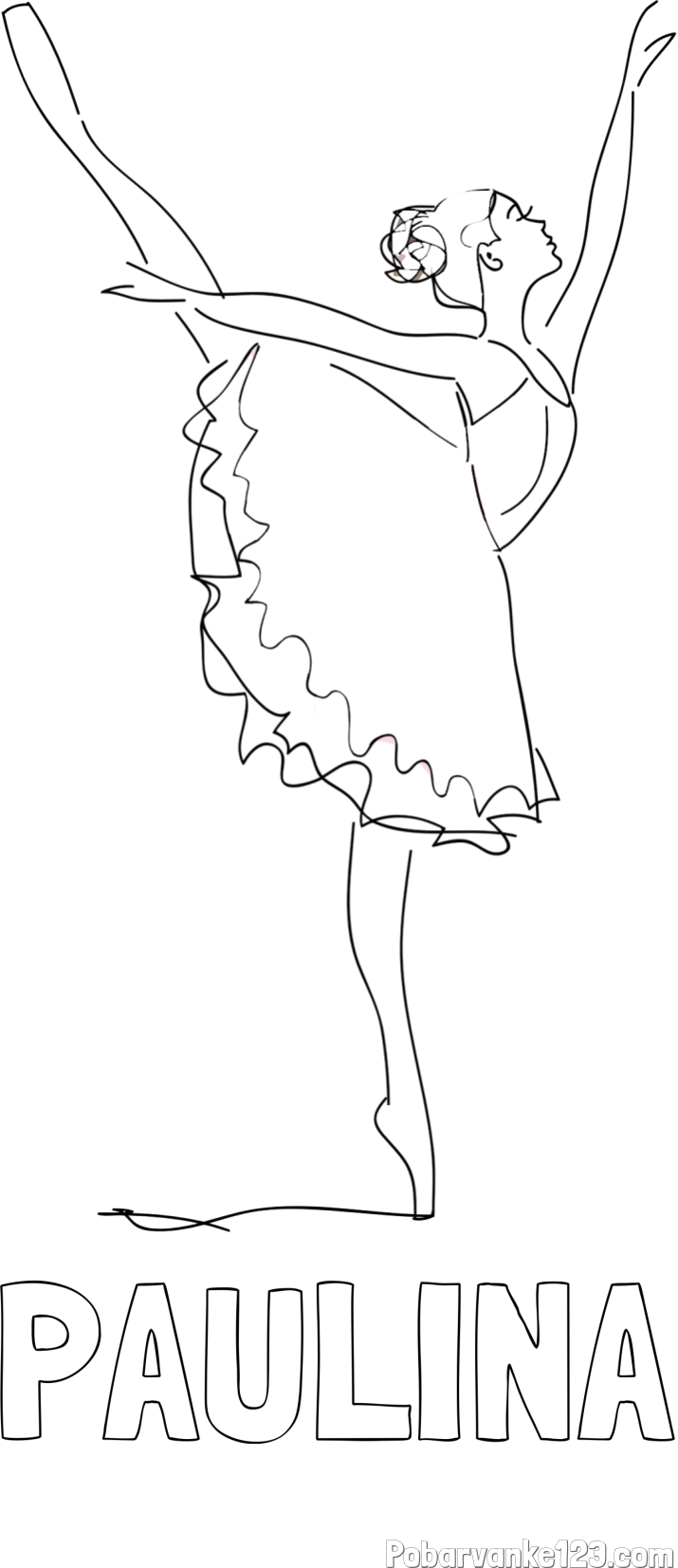 Pobarvanka imena PAULINA in pobarvanka ljubke baletke