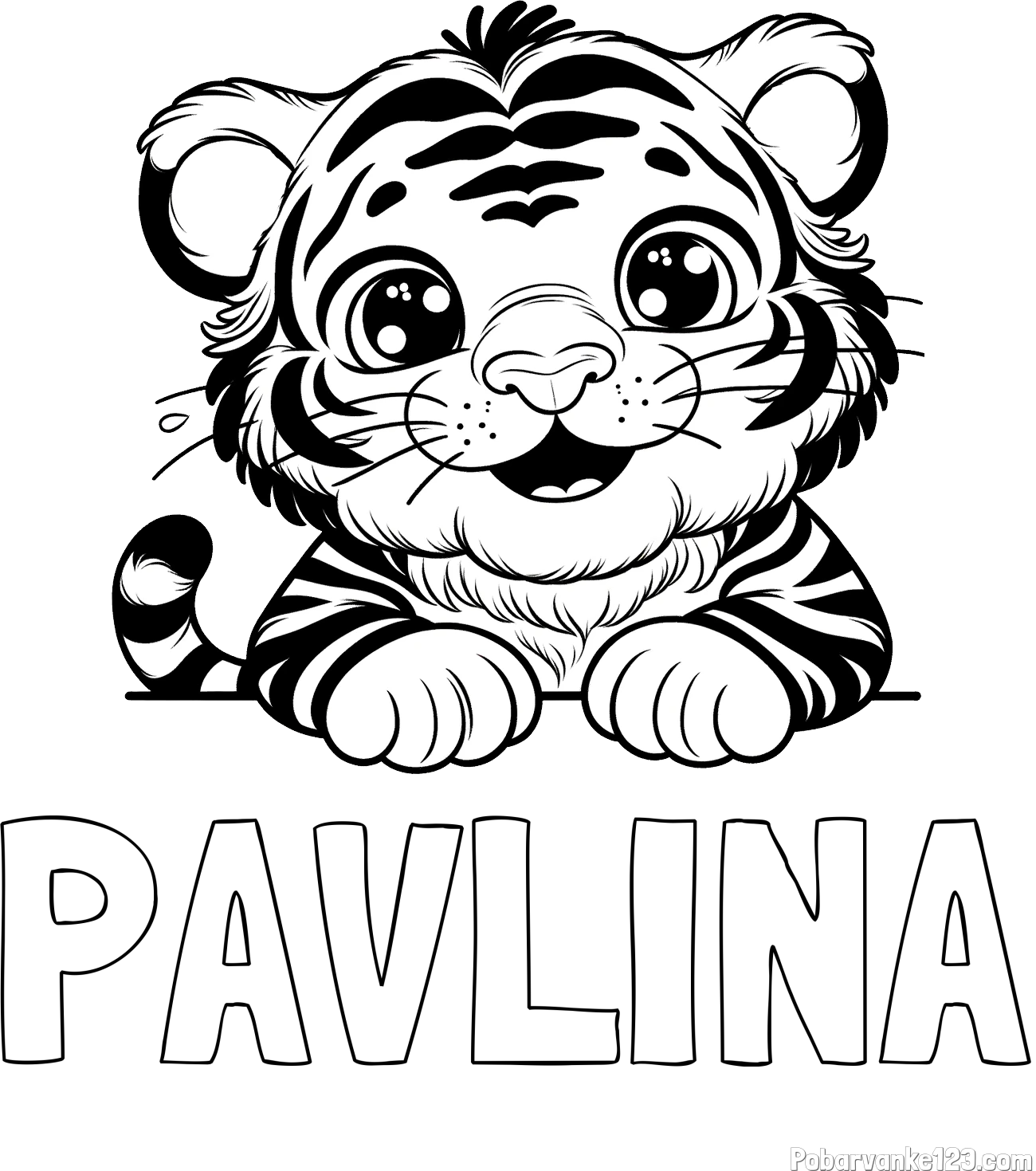 Pobarvanka imena PAVLINA in pobarvanka tigrček