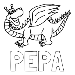 Online izdelana pobarvanka - Pobarvanka imena PEPA in pobarvanka zmajčka