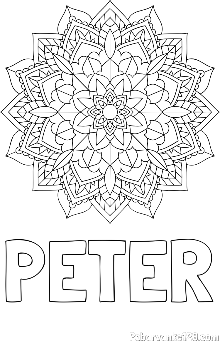 Pobarvanka imena PETER in Čudovita pobarvanka mendale