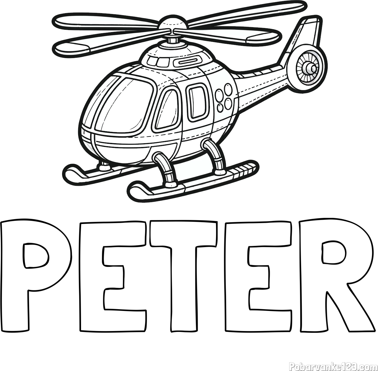 Pobarvanka imena PETER in pobarvanka helikopterja