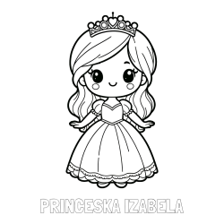 Online izdelana pobarvanka - Pobarvanka imena PRINCESKA IZABELA in pobarvanka ljubke princeske