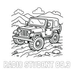 Online izdelana pobarvanka - Pobarvanka imena RADIO ŠTUDENT 89.3 in pobarvanka džipa na terenu
