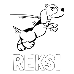 Online izdelana pobarvanka - Pobarvanka imena REKSI in pobarvanka kužka na sprehodu