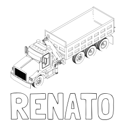 Online izdelana pobarvanka - Pobarvanka imena RENATO in pobarvanka velikega tovornjaka z dvigalko za nakladanje
