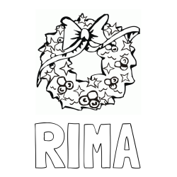 Online izdelana pobarvanka - Pobarvanka imena RIMA in pobarvanka lepega adventnega venčka