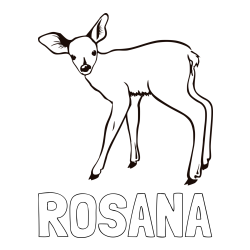 Online izdelana pobarvanka - Pobarvanka imena ROSANA in pobarvanka mladega jelenčka
