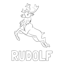 Online izdelana pobarvanka - Pobarvanka imena RUDOLF in pobarvanka jelenčka Rudolfa