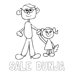 Online izdelana pobarvanka - Pobarvanka imena SALE  DUNJA in otroška pobarvanka očeta in hčerke