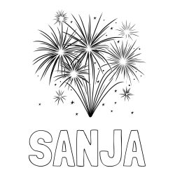 Online izdelana pobarvanka - Pobarvanka imena SANJA in pobarvanke velikega ognjemeta