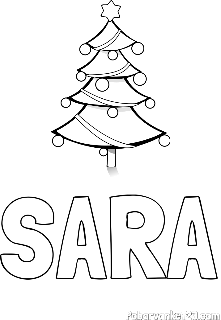 Pobarvanka imena SARA in božična smreka