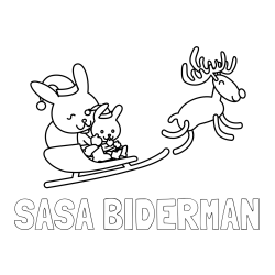 Online izdelana pobarvanka - Pobarvanka imena SAŠA BIDERMAN in božične sani