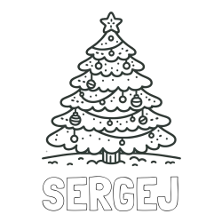 Online izdelana pobarvanka - Pobarvanka imena SERGEJ in pobarvanka božičnega drevesa