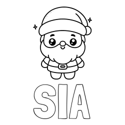 Pobarvanka imena SIA in enostavna otroška pobarvanka Božička