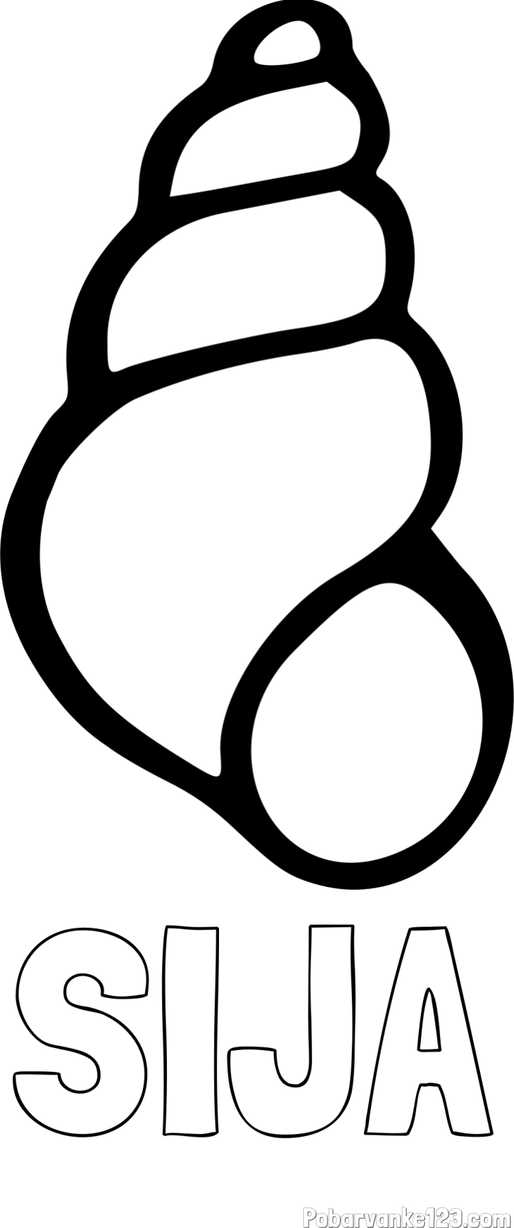 Pobarvanka imena SIJA in pobarvanka školjke morskega polžka