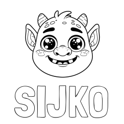 Online izdelana pobarvanka - Pobarvanka imena SIJKO in pobarvanka ljubke škratove glave