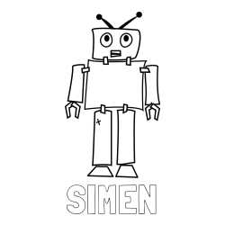 Online izdelana pobarvanka - Pobarvanka imena ŠIMEN in pobarvanka robota